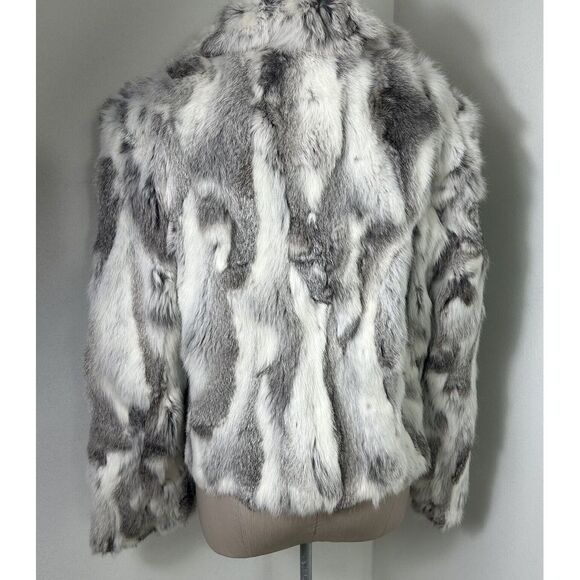 Adrienne Landau Fur Coat White Grey Soft Pure Rabbit Women's XL - Picture 4 of 16